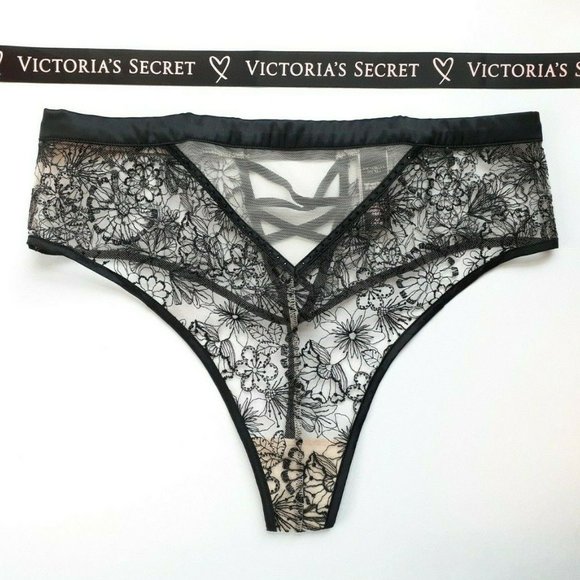 SOLD 💕 Embroidered LUXE Lingerie Lace Up High Waist Thong Panty VS - Picture 4 of 9